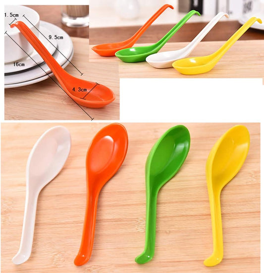 10pcs/set Melamine Rice Spoon Tableware Dinnerware Soup Spoons Imitation Ceramic Utensil (10, Yellow)