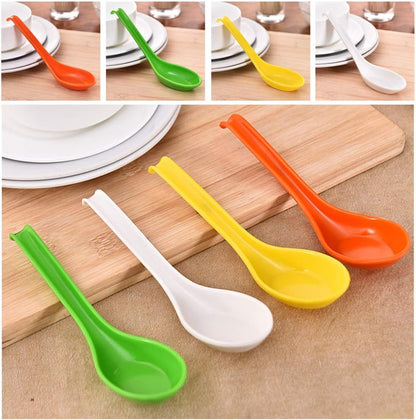 10pcs/set Melamine Rice Spoon Tableware Dinnerware Soup Spoons Imitation Ceramic Utensil (10, Yellow)