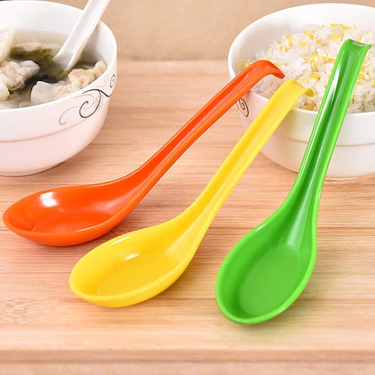 10pcs/set Melamine Rice Spoon Tableware Dinnerware Soup Spoons Imitation Ceramic Utensil (10, Yellow)
