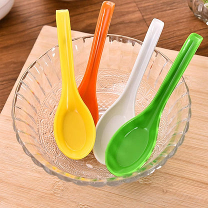 10pcs/set Melamine Rice Spoon Tableware Dinnerware Soup Spoons Imitation Ceramic Utensil (10, Yellow)