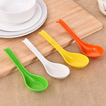 10pcs/set Melamine Rice Spoon Tableware Dinnerware Soup Spoons Imitation Ceramic Utensil (10, Yellow)