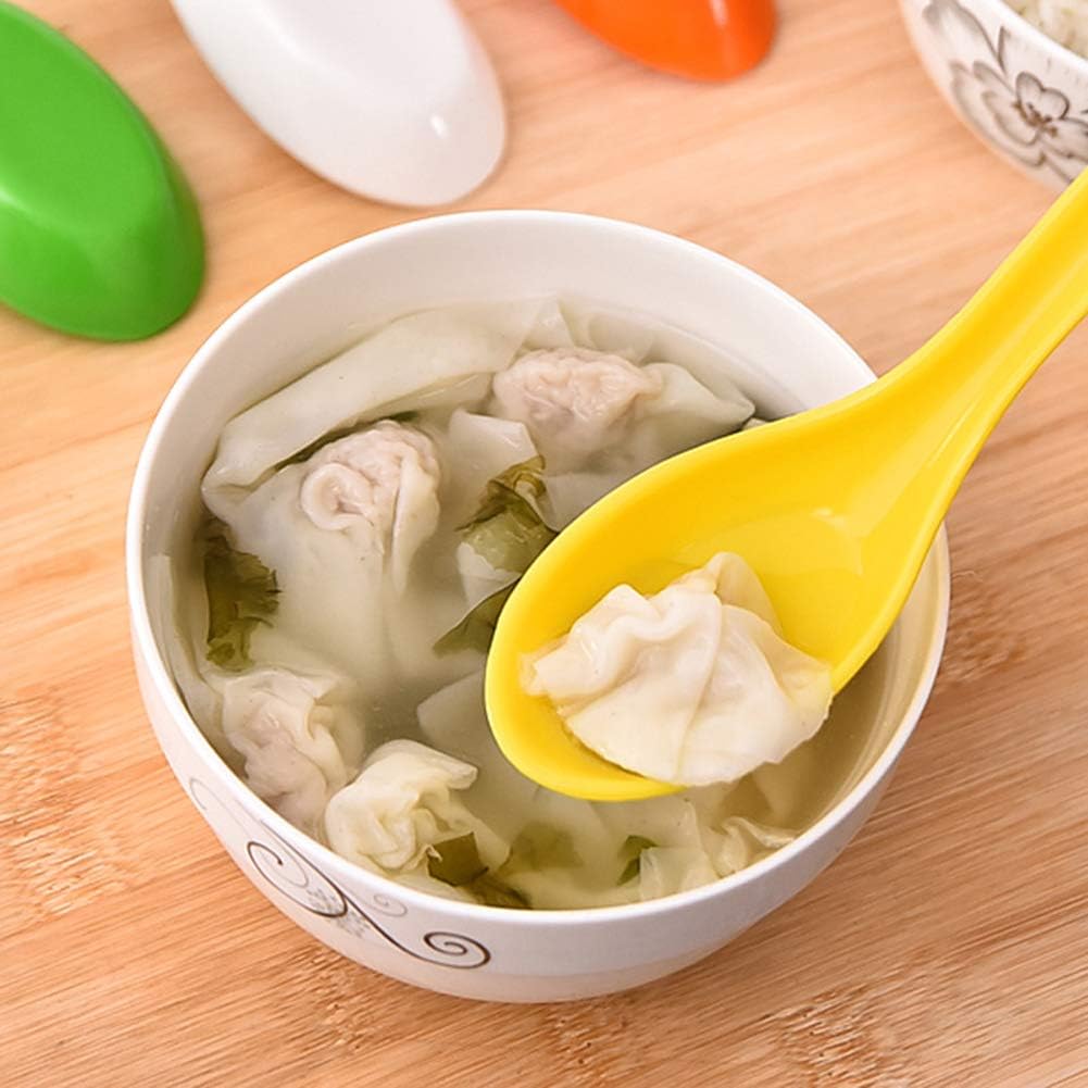 10pcs/set Melamine Rice Spoon Tableware Dinnerware Soup Spoons Imitation Ceramic Utensil (10, Yellow)
