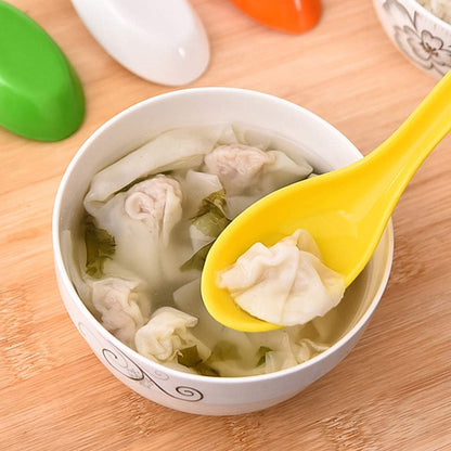 10pcs/set Melamine Rice Spoon Tableware Dinnerware Soup Spoons Imitation Ceramic Utensil (10, Yellow)