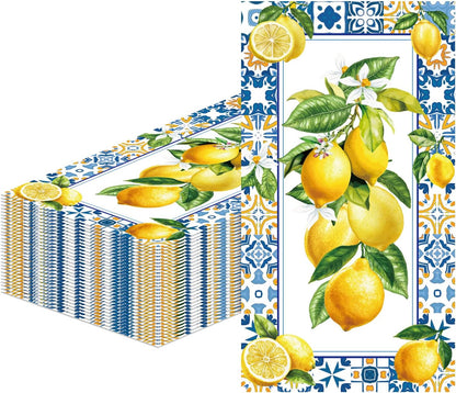 100Pcs Lemon Napkins Disposable Paper Dinner Napkins Decoration Guest Hand Towels for Spring Summer Seasonal Party Tea Gathering Weddings Birthdays Baby Shower Bathroom 4.3 x 7.8 Inch