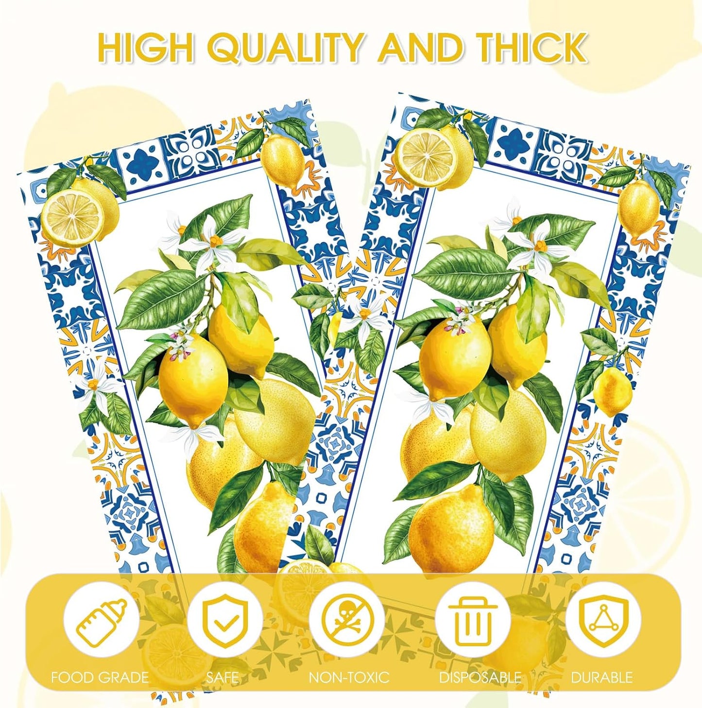 100Pcs Lemon Napkins Disposable Paper Dinner Napkins Decoration Guest Hand Towels for Spring Summer Seasonal Party Tea Gathering Weddings Birthdays Baby Shower Bathroom 4.3 x 7.8 Inch