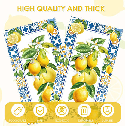 100Pcs Lemon Napkins Disposable Paper Dinner Napkins Decoration Guest Hand Towels for Spring Summer Seasonal Party Tea Gathering Weddings Birthdays Baby Shower Bathroom 4.3 x 7.8 Inch
