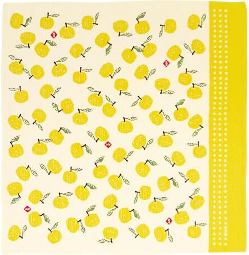 Japanese Reusable Furoshiki Fabric Bento Gift Wrapping Cloth 100% Cotton (19.7"×19.7", Yuzu Lemon)
