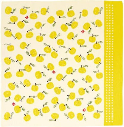 Japanese Reusable Furoshiki Fabric Bento Gift Wrapping Cloth 100% Cotton (19.7"×19.7", Yuzu Lemon)