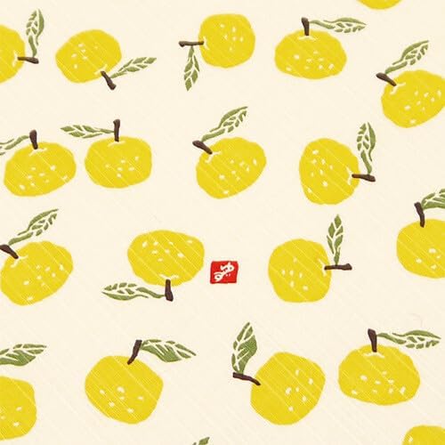 Japanese Reusable Furoshiki Fabric Bento Gift Wrapping Cloth 100% Cotton (19.7"×19.7", Yuzu Lemon)