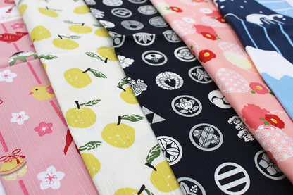 Japanese Reusable Furoshiki Fabric Bento Gift Wrapping Cloth 100% Cotton (19.7"×19.7", Yuzu Lemon)