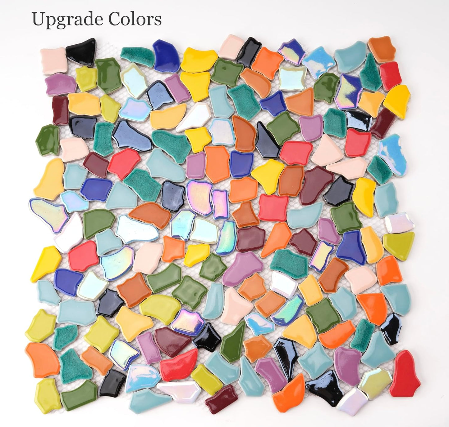 Vibrant Broken Ceramic Tiles for Crafts Mosaics,Irregular Polished China Tile Scraps Stained Glass Pieces, Mixed Colors- 2Pounds/0.97 Square Foot