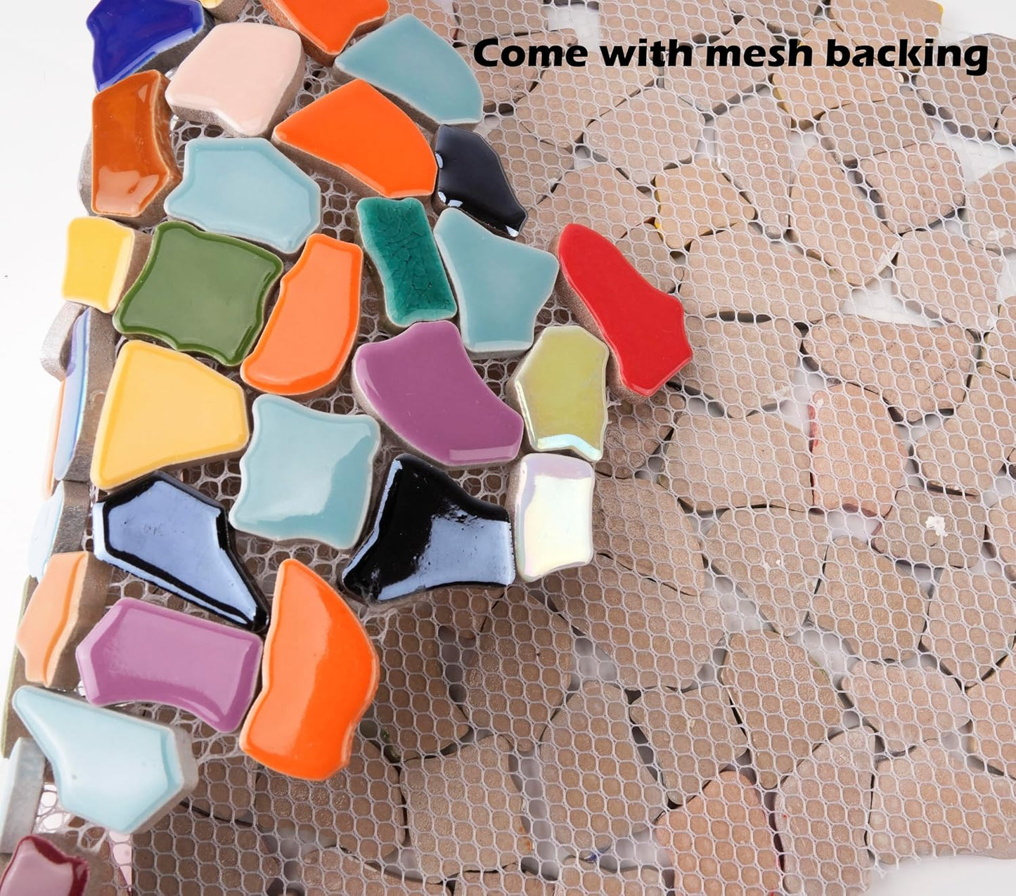 Vibrant Broken Ceramic Tiles for Crafts Mosaics,Irregular Polished China Tile Scraps Stained Glass Pieces, Mixed Colors- 2Pounds/0.97 Square Foot
