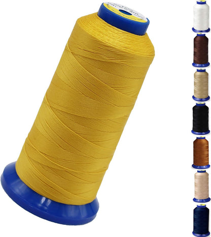 Bonded Nylon Thread for Sewing-Heavy Duty Nylon Thread for Leather, Jeans, Upholstery and Weaving; #69 T70 Size 210D/3 1400 Yards（Yellow）