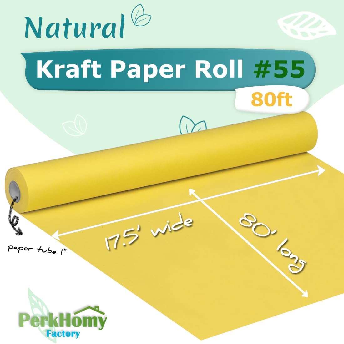 Lemon Yellow Kraft Paper Roll 17.5" x 960" (80') for Gift Wrapping Bouquet Flower Art Painting Craft Writing Packaging Shipping 80GSM 55LB (Lemon Yellow, 17.5" x 80')