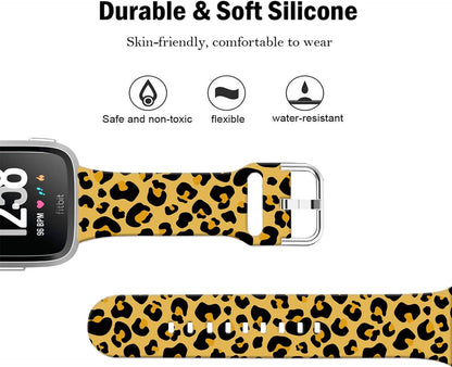 Soft Silicone Watch Bands Compatible with Fitbit Versa 2/Versa/Fitbit Versa Lite/SE Cartoon Band，23mm Cute Floral Pattern Printed Strap Replacement Wristband for Men Women Teens.