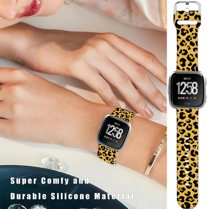 Soft Silicone Watch Bands Compatible with Fitbit Versa 2/Versa/Fitbit Versa Lite/SE Cartoon Band，23mm Cute Floral Pattern Printed Strap Replacement Wristband for Men Women Teens.