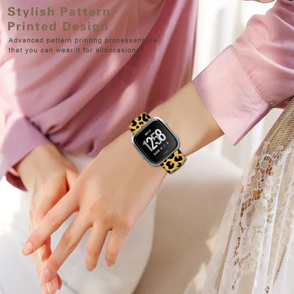 Soft Silicone Watch Bands Compatible with Fitbit Versa 2/Versa/Fitbit Versa Lite/SE Cartoon Band，23mm Cute Floral Pattern Printed Strap Replacement Wristband for Men Women Teens.