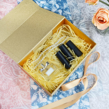 Gift Boxes with Magnetic Closure 9.5x6x3 inches for Birthday and Holiday Gifts (Gold, Pack of 1)