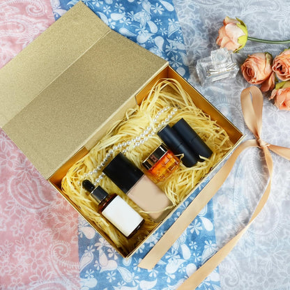 Gift Boxes with Magnetic Closure 9.5x6x3 inches for Birthday and Holiday Gifts (Gold, Pack of 1)