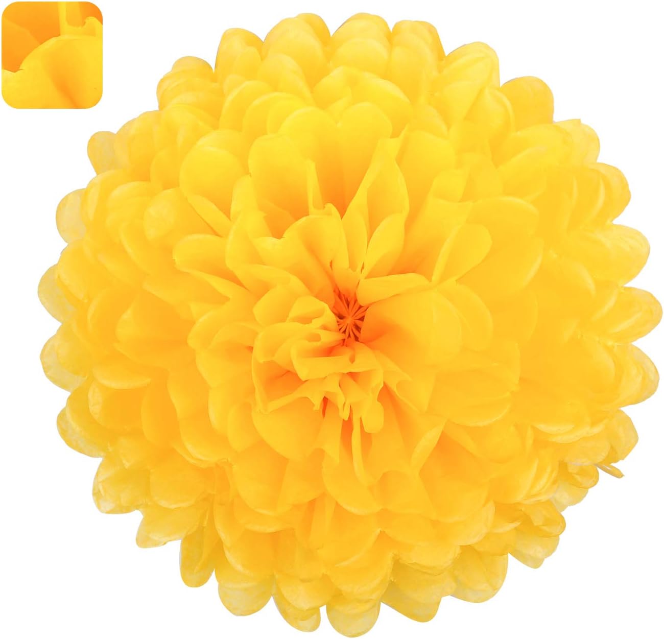10" Yellow Tissue Pom Poms DIY Tissue Paper Flowers for Birthday Wedding Baby Shower Tea Party Dessert Table Decoration, Pack of 18