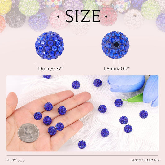 100 pcs 10mm Rhinestone Beads for Jewelry Making, Yellow Shiny Round Shamballa Disco Beads Bulk, Sparkle Crystal Clay Christmas for Bracelet Baseball Necklace Earring Crafting and DIY