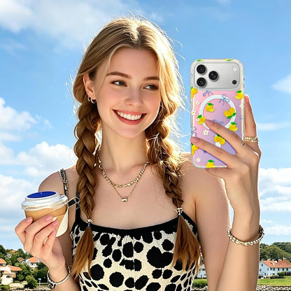 Iridescent Magnetic Cute Case for iPhone 17 Pro, Lemon | Compatible with MagSafe Slim Translucent Matte Case for Girls Women Cute Girly Glitter Sparkly Rainbow Protective Cover