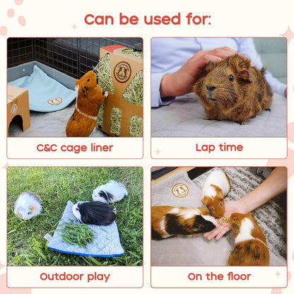 Original Reusable Cage Liner – Yellow Fleece Bedding with Burrowing Pocket – Extra Absorbent Core & Waterproof Bottom – Fits C&C 2x4 Guinea Pig Cages – Small Animal Supplies