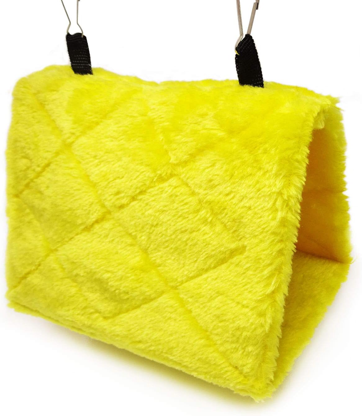 1PCS Yellow Winter Warm Pet Bird Nest Plush Fluffy Birds House Hut Cave Tent Hammock Hanging Cage for Hamster or Parrot (6.7 x 4.7 x 5.1 inch)