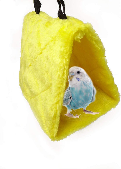 1PCS Yellow Winter Warm Pet Bird Nest Plush Fluffy Birds House Hut Cave Tent Hammock Hanging Cage for Hamster or Parrot (6.7 x 4.7 x 5.1 inch)