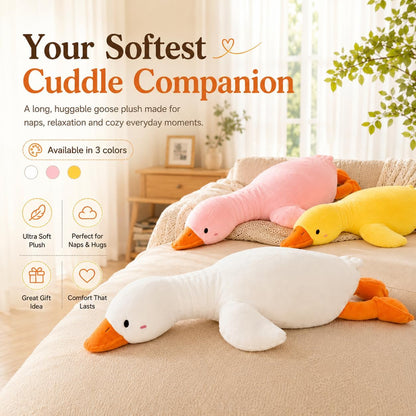 Duck Plush Pillow Stuffed Animal Toy, Cute Giant Goose Plush Duck Stuffed Animal,Super Soft Hugging Pillow for Kids Bedding (Yellow,43.3 in)…