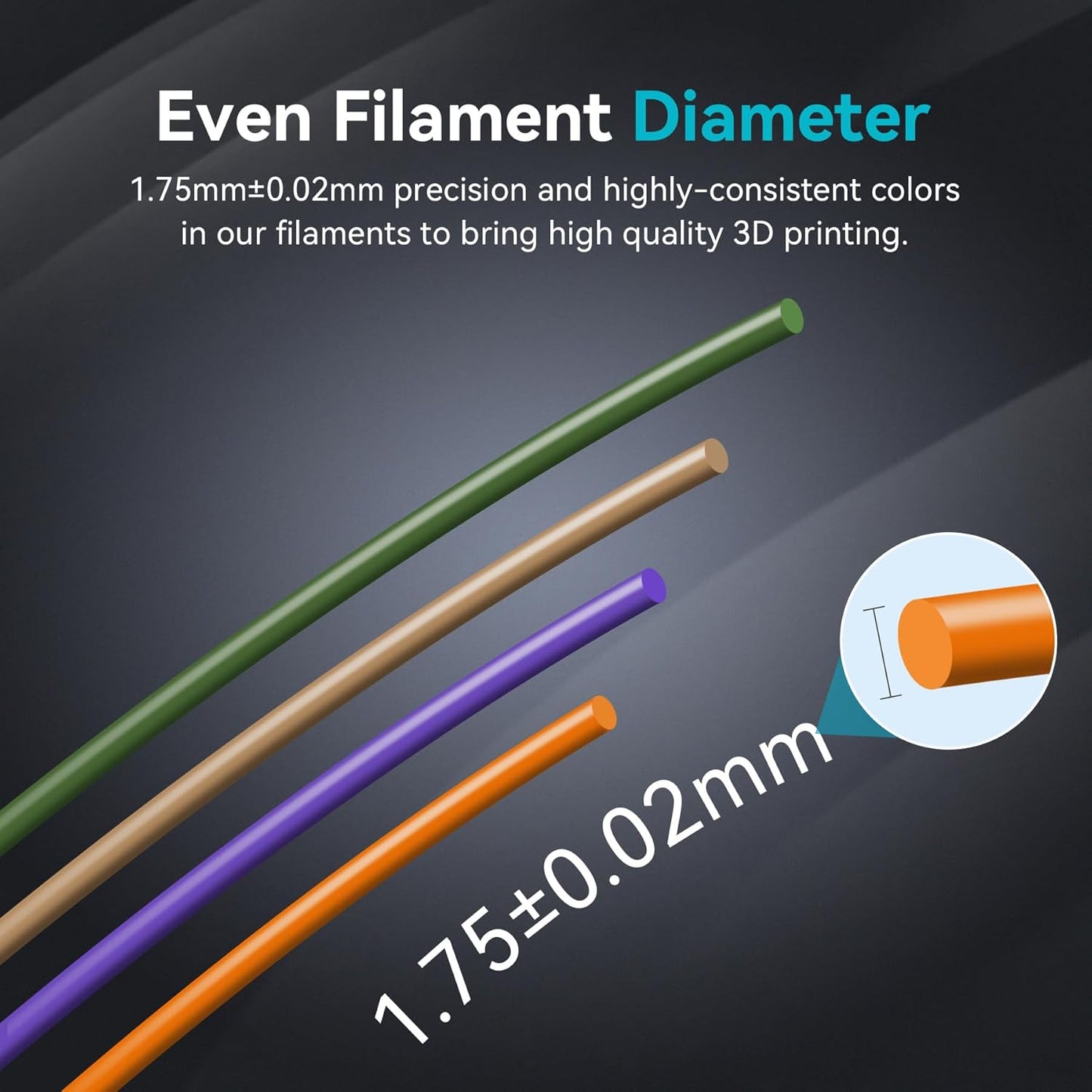 PLA+ 3D Printer Filament, 1.75mm, 8 Colors, 2kg Total | 0.25kg Each Spool, Roasted Chestnut+Bone White+Grey+Klein Blue+Red+Yellow+Coffee Brown+Olive Green, For Christmas Gift