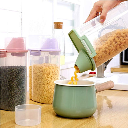 Pet Food Storage Container with Measuring Cup, Pour Spout and Seal Buckles Food Dispenser for Dogs Cats (Purple)