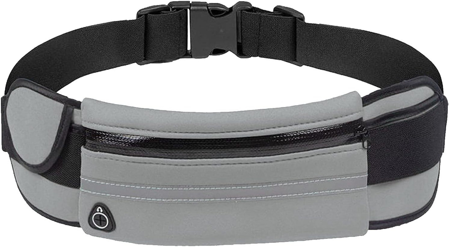 Slim Running Belt, Waterproof Fanny Pack with Water Bottle Holder,Phone Holder for Running,Reflective Waist Bag,Runners Belt Pouch,Money Belt,Waist Pack for Running Travel Workout Camping