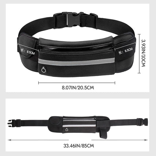 Slim Running Belt, Waterproof Fanny Pack with Water Bottle Holder,Phone Holder for Running,Reflective Waist Bag,Runners Belt Pouch,Money Belt,Waist Pack for Running Travel Workout Camping