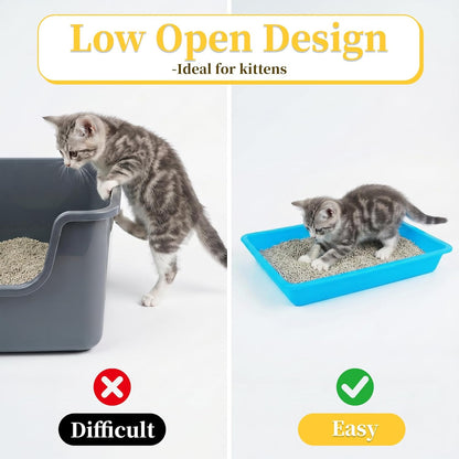6 Set Kitten Small Litter Box Set, 10.8"x 8.2"x 1.5" Low Entry Litter Box with Scooper, Portable Plastic Shallow Pan Kitten Tray Travel Toilet for Kitty Guinea Pig Rabbit Small Pet(Multicolor)