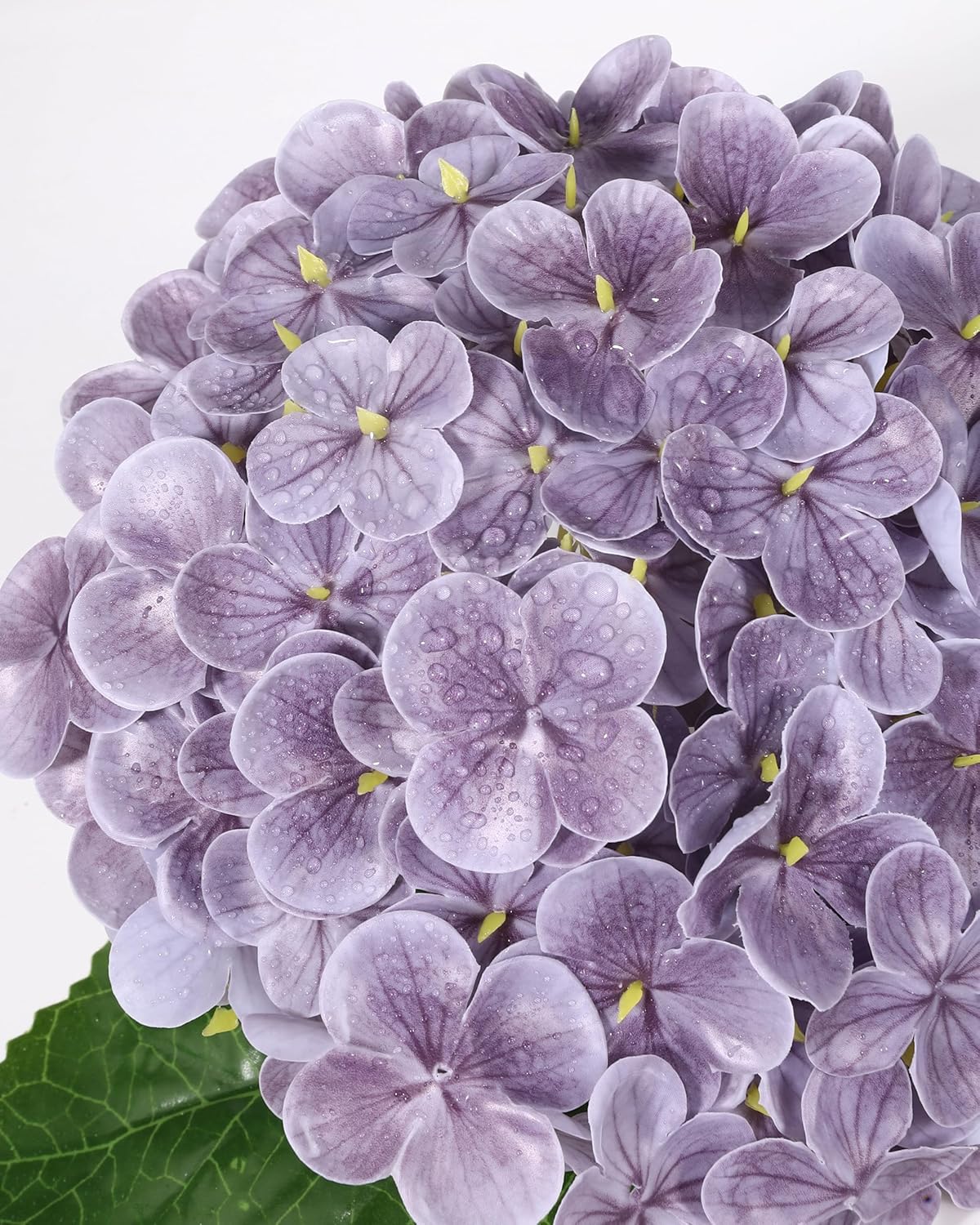 Hydrangea Artificial Flowers, Yellow, 3Pcs | Latex Real Touch Hydrangeas with Long Stems & Leaves for Home Decor Party Floral Arrangements Wedding Bouquets Centerpieces