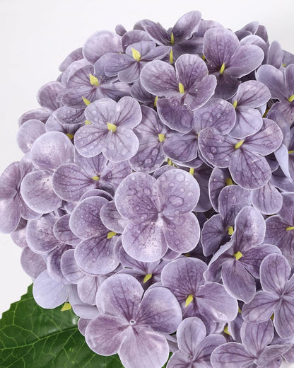Hydrangea Artificial Flowers, Yellow, 3Pcs | Latex Real Touch Hydrangeas with Long Stems & Leaves for Home Decor Party Floral Arrangements Wedding Bouquets Centerpieces