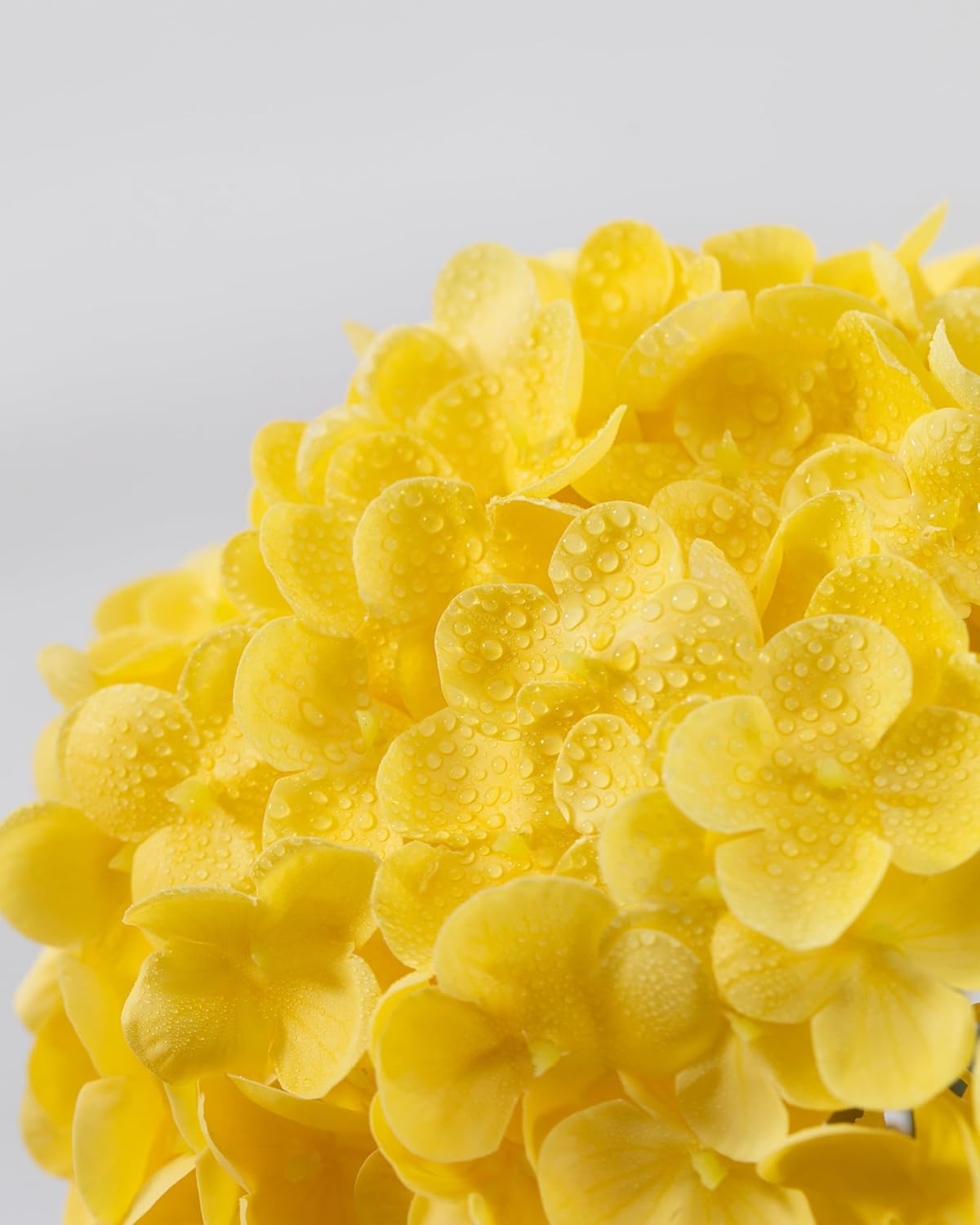 Hydrangea Artificial Flowers, Yellow, 3Pcs | Latex Real Touch Hydrangeas with Long Stems & Leaves for Home Decor Party Floral Arrangements Wedding Bouquets Centerpieces