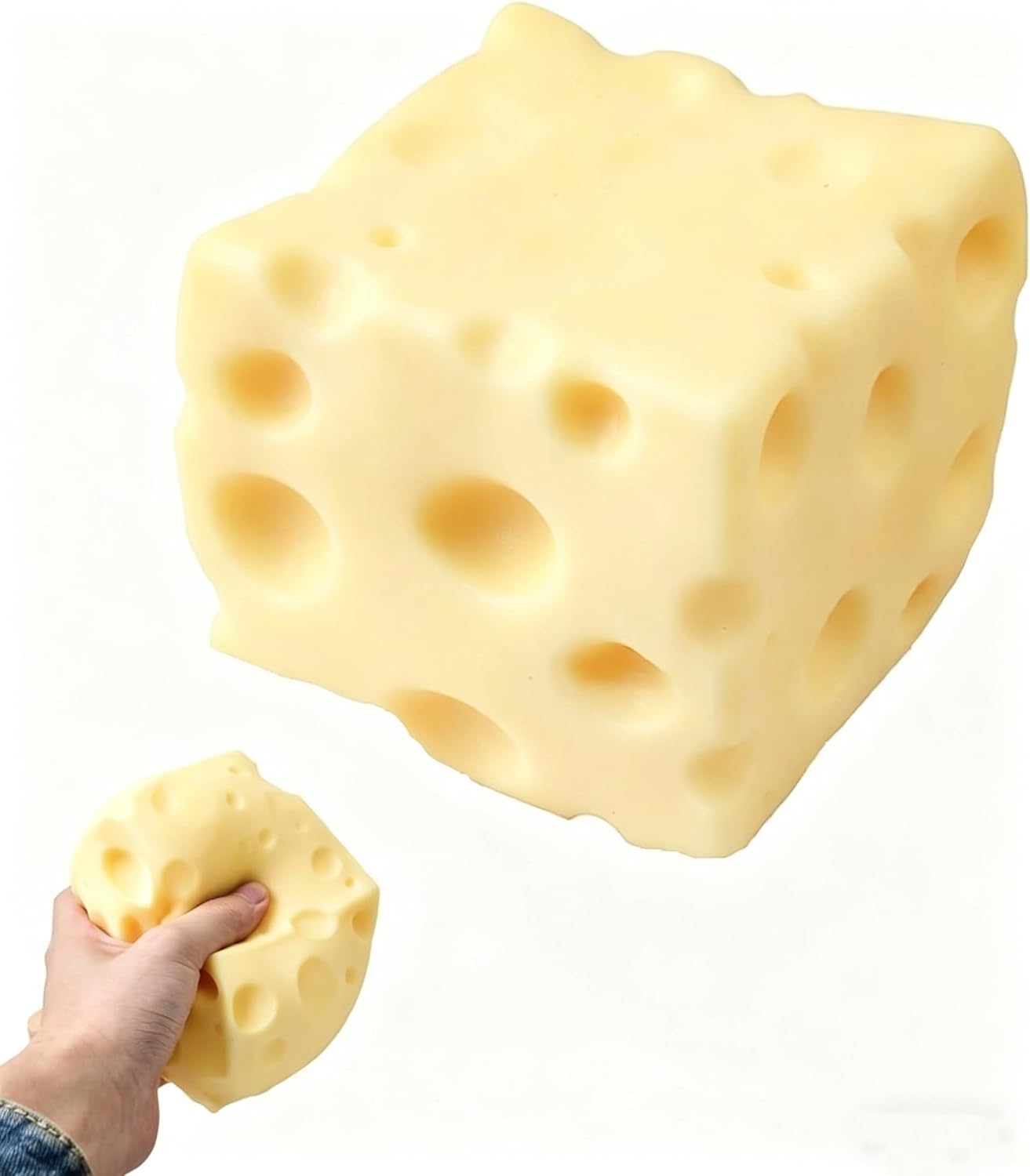 Light Yellow Cheese Squishy Slow Rising, Squishy Squeeze Cheese Block, Soft Novelty Toy, Stress Balls for Adults Rebounding Sensory Squishys Cheese (2.76in)