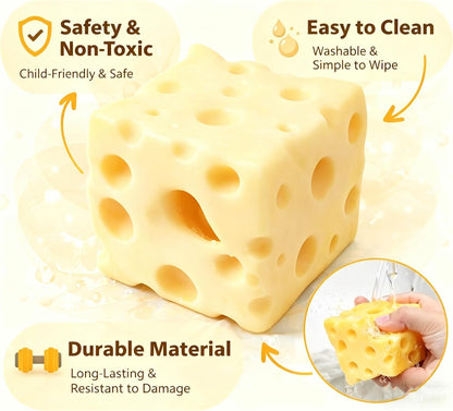 Light Yellow Cheese Squishy Slow Rising, Squishy Squeeze Cheese Block, Soft Novelty Toy, Stress Balls for Adults Rebounding Sensory Squishys Cheese (2.76in)