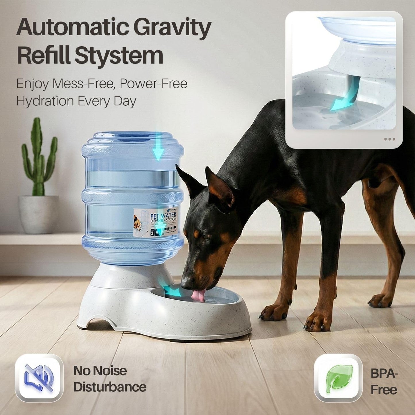 Gravity Pet Water Dispenser Drinking Station for Dogs Cats (3 Gallon) Automatic Replenish Waterer for Small Large Breed Dog Cat,Feeding Watering Fountain Supplies Bottle Dish Bowl