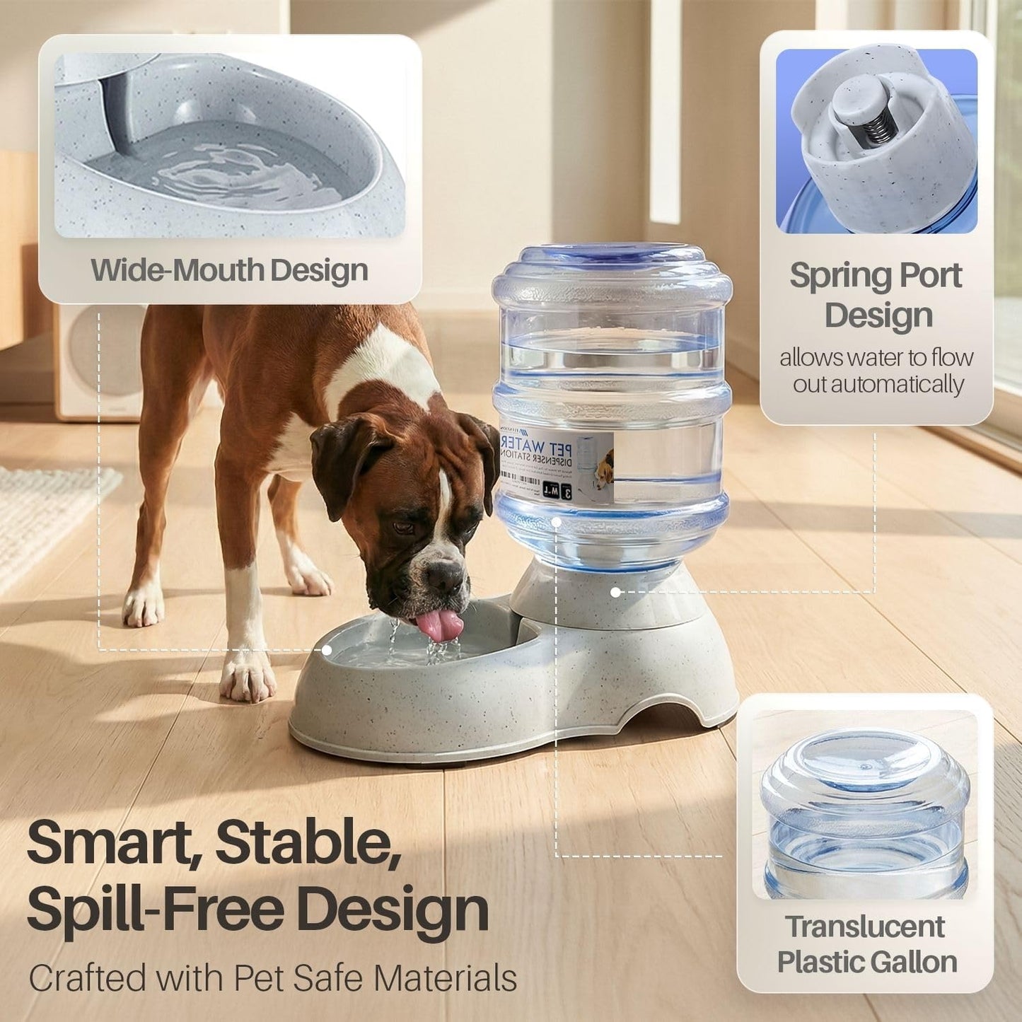 Gravity Pet Water Dispenser Drinking Station for Dogs Cats (3 Gallon) Automatic Replenish Waterer for Small Large Breed Dog Cat,Feeding Watering Fountain Supplies Bottle Dish Bowl