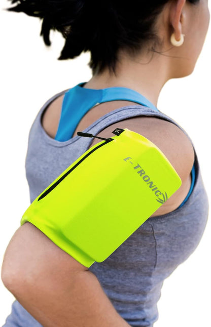 Phone Holder for Running, Cell Phone Arm Bands with Reflective Logo, Phone Strap Armband Fits iPhone and Android, Use for Running, Walking, Hiking and Biking, Neon, Small