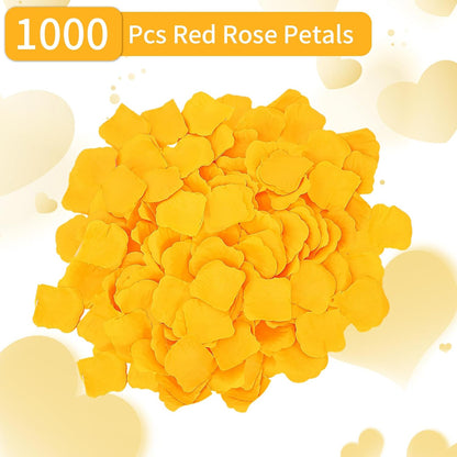 1000 PCS Artificial Fake Rose Petals(Yellow) | Flower Decorations,Silk Rose Petals,Romantic Night for Her/Him Set,Suitable for Wedding, Engagement, Party