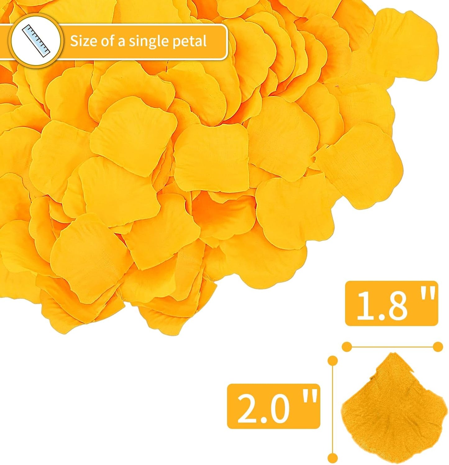 1000 PCS Artificial Fake Rose Petals(Yellow) | Flower Decorations,Silk Rose Petals,Romantic Night for Her/Him Set,Suitable for Wedding, Engagement, Party