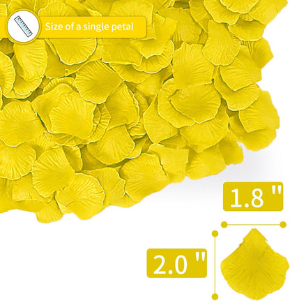 1000 PCS Artificial Fake Rose Petals(Yellow) | Flower Decorations,Silk Rose Petals,Romantic Night for Her/Him Set,Suitable for Wedding, Engagement, Party