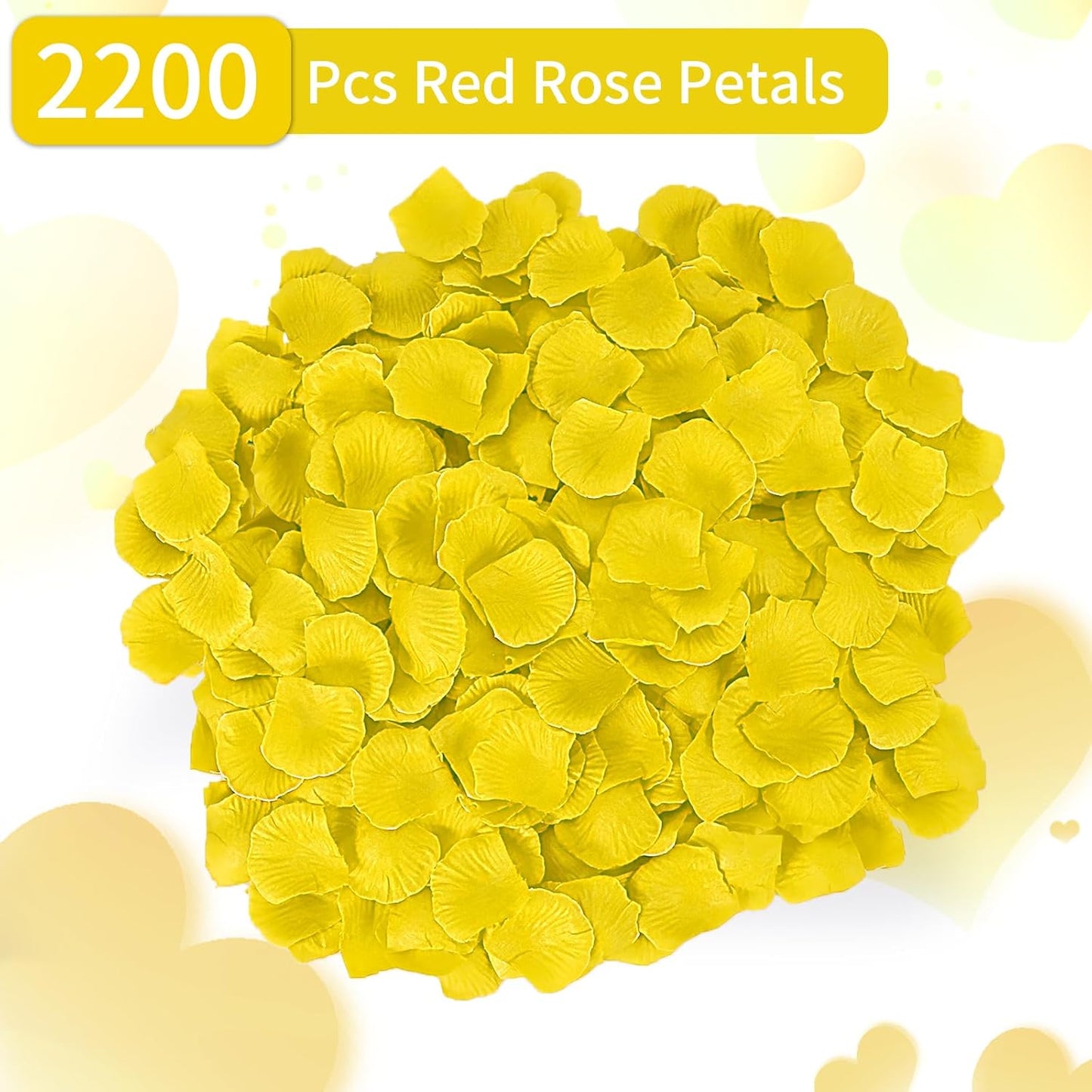 1000 PCS Artificial Fake Rose Petals(Yellow) | Flower Decorations,Silk Rose Petals,Romantic Night for Her/Him Set,Suitable for Wedding, Engagement, Party