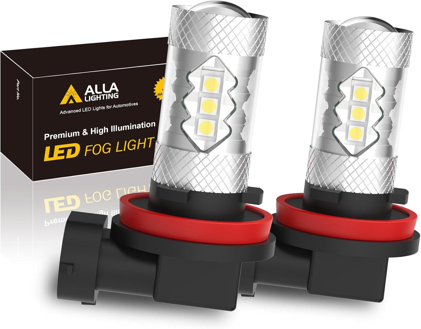 Alla Lighting H11 H8 LED Bulbs, 3000K Golden Yellow H16 Fog Lights or Daytime Running Lights(DRL) Lamps, 360° Xtreme Super Bright High Power 3030 SMD Replacement for Cars,Trucks, SUVs, Vans