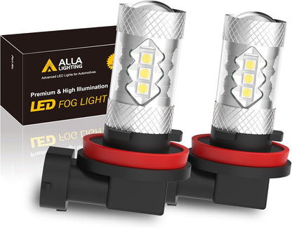 Alla Lighting H11 H8 LED Bulbs, 3000K Golden Yellow H16 Fog Lights or Daytime Running Lights(DRL) Lamps, 360° Xtreme Super Bright High Power 3030 SMD Replacement for Cars,Trucks, SUVs, Vans
