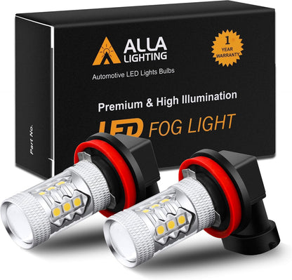 Alla Lighting H11 H8 LED Bulbs, 3000K Golden Yellow H16 Fog Lights or Daytime Running Lights(DRL) Lamps, 360° Xtreme Super Bright High Power 3030 SMD Replacement for Cars,Trucks, SUVs, Vans